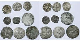 FRANCE, BRETAGNE, lot de 9 p.: Comté de Penthièvre, denier, 12e s., Guingamp; Duché, denier anonyme, 1186-1213, Nantes; Jean II (1286-1305), denier; J...
