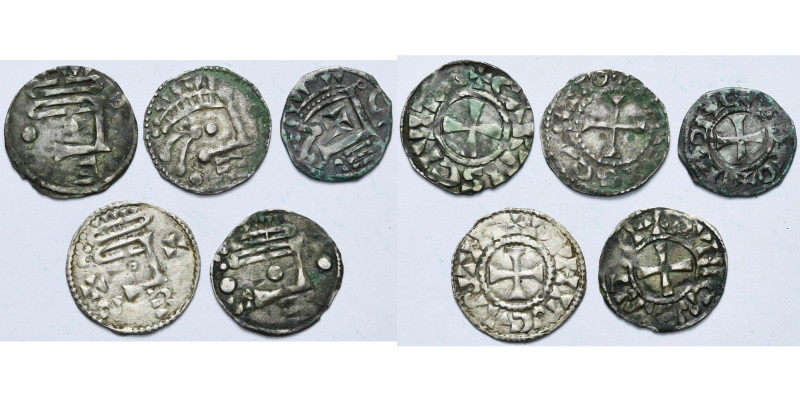 FRANCE, lot de 5 p.: Chartres, denier anonyme, 1e moitié du 11e s.; Blois, denie...