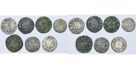FRANCE, lot de 7 p.: La Marche, Hugues IX (1199-1219) et Hugues XI de Lusignan (1249-1260), denier (2); Angoulême, denier (2) et obole au type immobil...