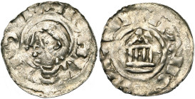 FRANCE, STRASBOURG, Evêché, Werner II (1065-1077), AR denier. D/ B. à g. R/ Eglise stylisée, un globule dans le fronton. Dan. 1797; Hatz, HBN (1965), ...