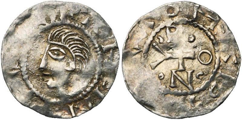 NEDERLAND, DEVENTER, keizerlijke munt, Hendrik II (1014-1024), AR denarius. Vz/ ...