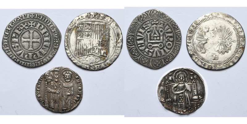 lot de 3 p.: France, Philippe IV le Bel (1285-1314), gros tournois à l'O rond; E...