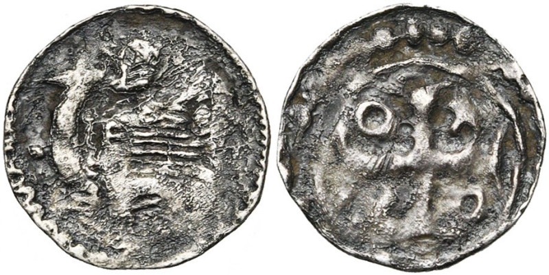 BRABANT, Duché, Godefroid III (1143-1190), AR denier, 1164-1183. D/ Dragon à g.,...