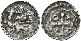 BRABANT, Duché, Godefroid III (1143-1190), AR denier, 1164-1183. D/ Dragon à g., t. à d. R/ Croix cantonnée de deux annelets pointés et de deux croise...