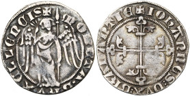 BRABANT, Duché, Jean Ier (1268-1294), AR double esterlin à l'ange, à partir de 1277, Bruxelles. D/ + MONETA BRVXELLENCIS L'archange saint Michel deb....
