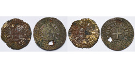 BRABANT, Duché, Jean II (1294-1312), lot de 2 gros au châtel brabançon, faux d'époque en billon argenté: le premier avec droit de Bruxelles (légende f...