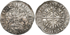 BRABANT, Duché, Jean III (1312-1355), AR demi-gros au type anglais, octobre 1338, Bruxelles. D/ + MONETA BRVXELLENSIS T. cour. de f. dans un polylobe...