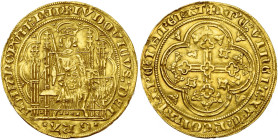 BRABANT, Duché, Jean III (1312-1355), AV chaise d'or à l'écu, à partir de novembre 1338, Anvers. Au titre de Louis de Bavière, empereur (1317-1347). D...