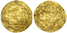 BRABANT, Duché, Jean III (1312-1355), AV chaise d'or à l'écu, à partir de novembre 1338, Anvers. Au titre de Louis de Bavière, empereur (1317-1347). D...