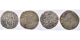 BRABANT, Duché, Jean III (1312-1355), lot de 2 p. frappées à Halen: esterlin à l'écu et denier tournois. W. 352, 372.

Beau à Très Beau / Fine - Ver...