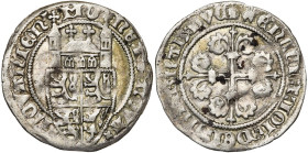 BRABANT, Duché, Jeanne et Wenceslas (1355-1383), AR tourelle (schuerken), 1374-1377, Louvain. 1re émission. D/ MO-NETA NOVA- LOVANIEN' Ecu écartelé de...