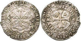 BRABANT, Duché, Jean IV (1415-1427), AR double gros drielander, 1420-1421, Bruxelles. Au titre de comte de Hainaut, de Hollande et de Zélande. D/ Dans...