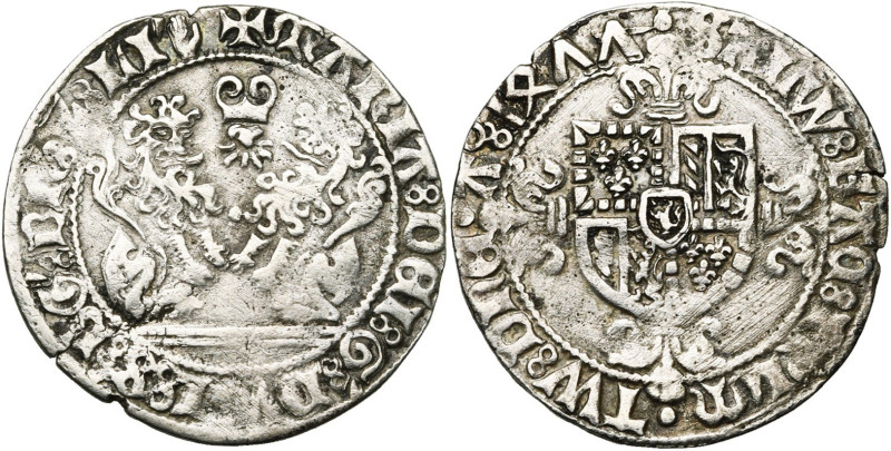 BRABANT, Duché, Marie de Bourgogne (1477-1482), AR double briquet, 1477, Anvers....