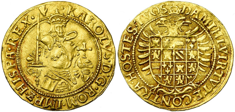 BRABANT, Duché, Charles Quint (1506-1555), AV réal d'or, s.d. (1546-1556), Anver...