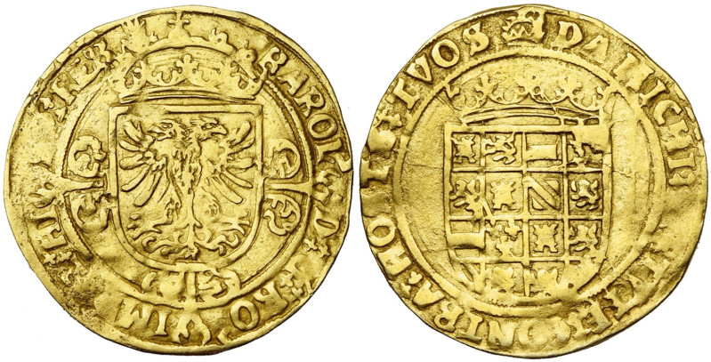 BRABANT, Duché, Charles Quint (1506-1555), AV demi-réal d'or, s.d. (1521-1552), ...