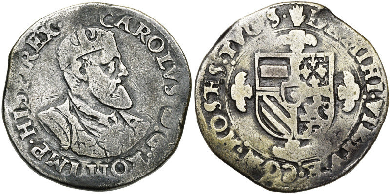 BRABANT, Duché, Charles Quint (1506-1555), AR florin Karolus d'argent, s.d. (155...