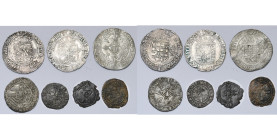 BRABANT, Duché, Charles Quint (1506-1555), lot de 7 p. de la deuxième émission: réal d'argent, demi-réal, patard, gros, quart de gros, double mite et ...
