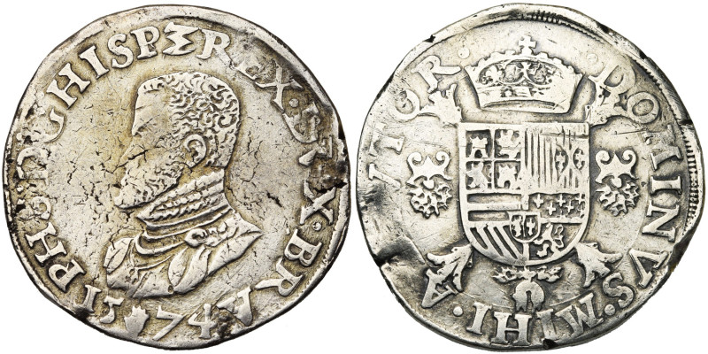 BRABANT, Duché, Philippe II (1555-1598), AR écu Philippe, 1574, Anvers. D/ B. cu...