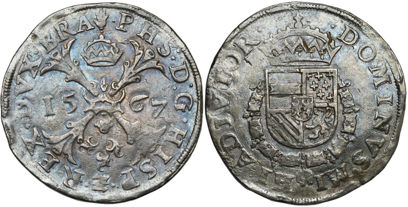BRABANT, Duché, Philippe II (1555-1598), AR écu de Bourgogne, 1567, Anvers. D/ C...