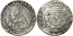 BRABANT, Duché, Les Etats en révolte (1577-1581), AR écu des Etats, 1578, Anvers. D/ Le roi à mi-corps à g., couronné et cuirassé, ten. un grand scept...