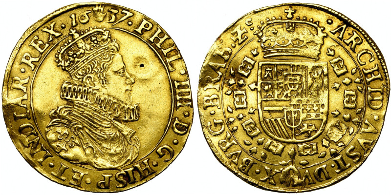 BRABANT, Duché, Philippe IV (1621-1665), AV double souverain, 1637, Anvers. Prem...