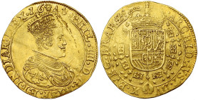 BRABANT, Duché, Philippe IV (1621-1665), AV double souverain, 1641, Bruxelles. Deuxième type. D/ B. couronné à d., au mince collet. R/ Ecu couronné, e...
