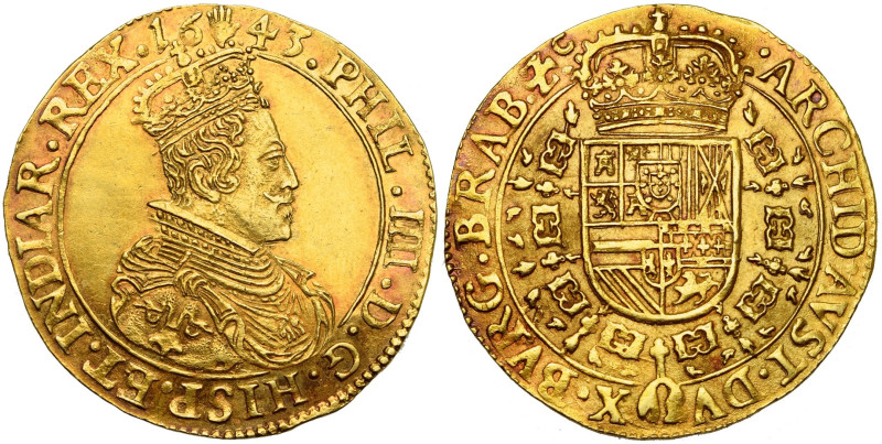 BRABANT, Duché, Philippe IV (1621-1665), AV double souverain, 1643, Anvers. Deux...