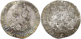 BRABANT, Duché, Philippe IV (1621-1665), AR demi-ducaton, 1636, Bruxelles. Premier type. D/ B. cuirassé à d., une grande fraise au col. R/ Ecu couronn...