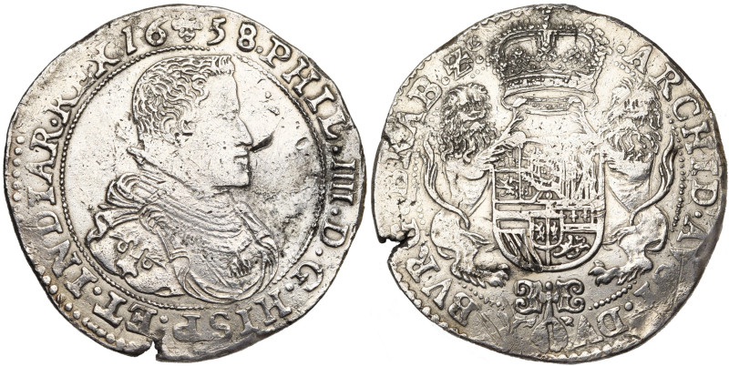 BRABANT, Duché, Philippe IV (1621-1665), AR ducaton, 1658, Bruxelles. Deuxième t...
