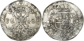 BRABANT, Duché, Philippe IV (1621-1665), AR patagon, 1648, Bruxelles. D/ Croix de Bourgogne sous une couronne, portant le bijou de la Toison d'or. R/ ...