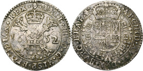 BRABANT, Duché, Philippe IV (1621-1665), AR patagon, 1652, Anvers. D/ Croix de Bourgogne sous une couronne, portant le bijou de la Toison d'or. R/ Ecu...