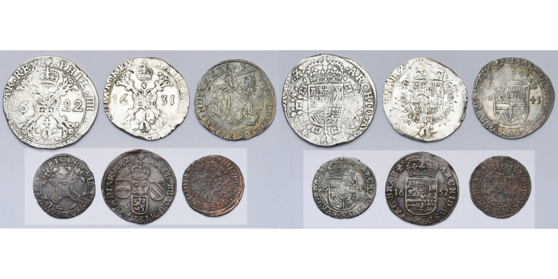 BRABANT, Duché, Philippe IV (1621-1665), lot de 6 p.: demi-patagon, 1622, Bruxel...