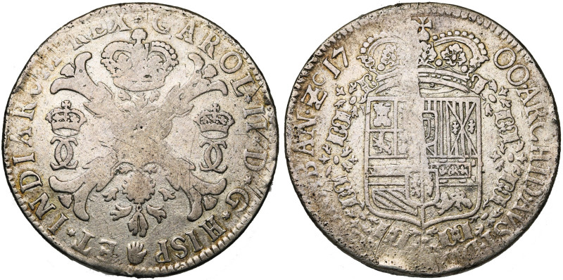 BRABANT, Duché, Charles II (1665-1700), AR patagon, 1700, Anvers. Nouveau type. ...