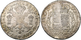BRABANT, Duché, Charles II (1665-1700), AR patagon, 1700, Anvers. Nouveau type. Tranche cordée. D/ Croix de Bourgogne sous une couronner, accostée du ...