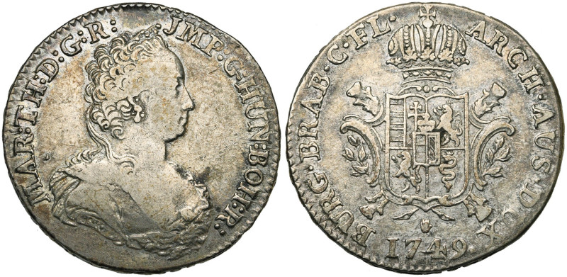 BRABANT, Duché, Marie-Thérèse (1740-1780), AR demi-ducaton, 1749, Anvers. D/ B. ...