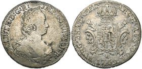 BRABANT, Duché, Marie-Thérèse (1740-1780), AR demi-ducaton, 1749, Anvers. D/ B. dr. et diad. à d. R/ Ecu couronné sur une croix de Bourgogne. W. 1118;...