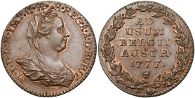 BRABANT, Duché, Marie-Thérèse (1740-1780), Cu double liard, 1777, Bruxelles. D/ B. voilé à d. R/ Inscription dans une couronne. W. 1146; VH 832. 6,96 ...