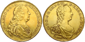 BRABANT, Duché, François Ier (1745-1765), AV 10 souverains d'or (ducaton en or), 1751, Anvers (J. Roettiers). Tranche cordée. D/ B. l., dr. et cuir. d...