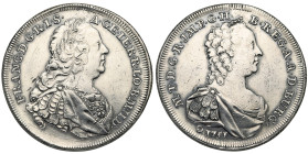 BRABANT, Duché, François Ier (1745-1765), AR 10 souverains, 1751, Anvers (J. Roettiers). Tranche cordée. Frappé en argent sur flan large (44 mm). D/ B...