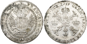 BRABANT, Duché, François Ier (1745-1765), AR couronne, 1759, Bruxelles. D/ Aigle impériale couronnée, entourée du collier de la Toison d'or. R/ Croix ...