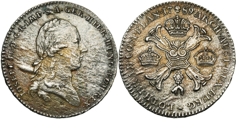 BRABANT, Duché, Joseph II (1780-1790), AR demi-couronne, 1789, Bruxelles. D/ T. ...