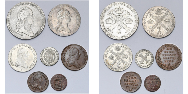 BRABANT, Duché, Joseph II (1780-1790), lot de 7 p.: couronne, 1789, Bruxelles; d...