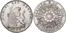 BRABANT, Duché, Etats-Belgiques-Unis (1790), AR lion d'argent (3 florins), 1790, Bruxelles. Grande date. Tranche inscrite: QVID FORTIVS LEONE. D/ Le l...