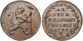 BRABANT, Duché, Etats-Belgiques-Unis (1790), Cu double liard, 1790, Bruxelles. D/ Lion deb. à d., ten. le bonnet de la Liberté sur une lance. R/ Inscr...