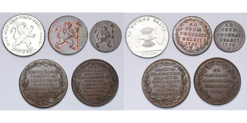 BRABANT, Duché, Etats-Belgiques-Unis (1790), lot de 5 p.: florin, 1790, Bruxelle...