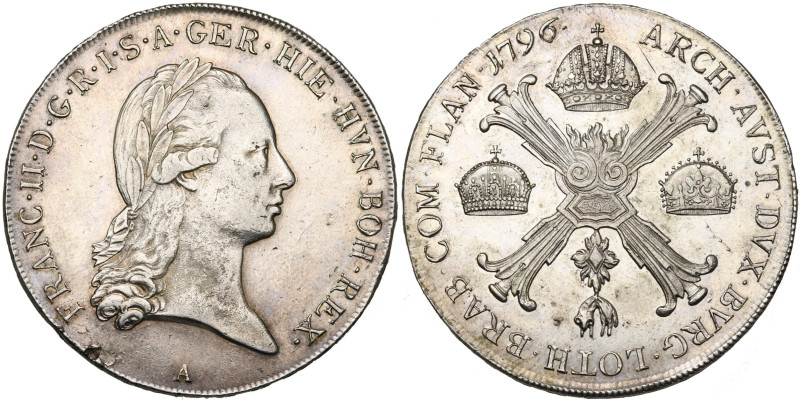 SAINT EMPIRE, François II (1792-1806), AR couronne, 1796 A, Vienne. Type brabanç...