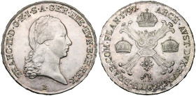 BRABANT, Duché, François II (1792-1797), AR demi-couronne, 1797 B, Kremnitz. Type brabançon. D/ T. l. à d. R/ Croix de Bourgogne entre trois couronnes...