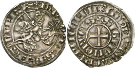 CAMBRESIS, Seigneurie de Crèvecoeur, Jean de Flandre (1308/1310-1324), AR demi-gros au chevalier (baudekin à la lance), 3e émission (1311-1312). D/ + ...