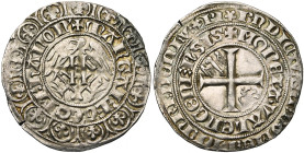 HAINAUT, Comté, Marguerite II d'Avesnes (1345-1356), AR gros à l'aigle, Valenciennes. D/ + MARGARET'· COM'· HANON' Monogramme de Hainaut sur une aigle...