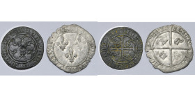 TOURNAI, atelier royal français, lot de 2 p.: Charles VII, double gros (plaque), 6e émission (janvier-septembre 1432), sur le pied du cromsteert de Ph...
